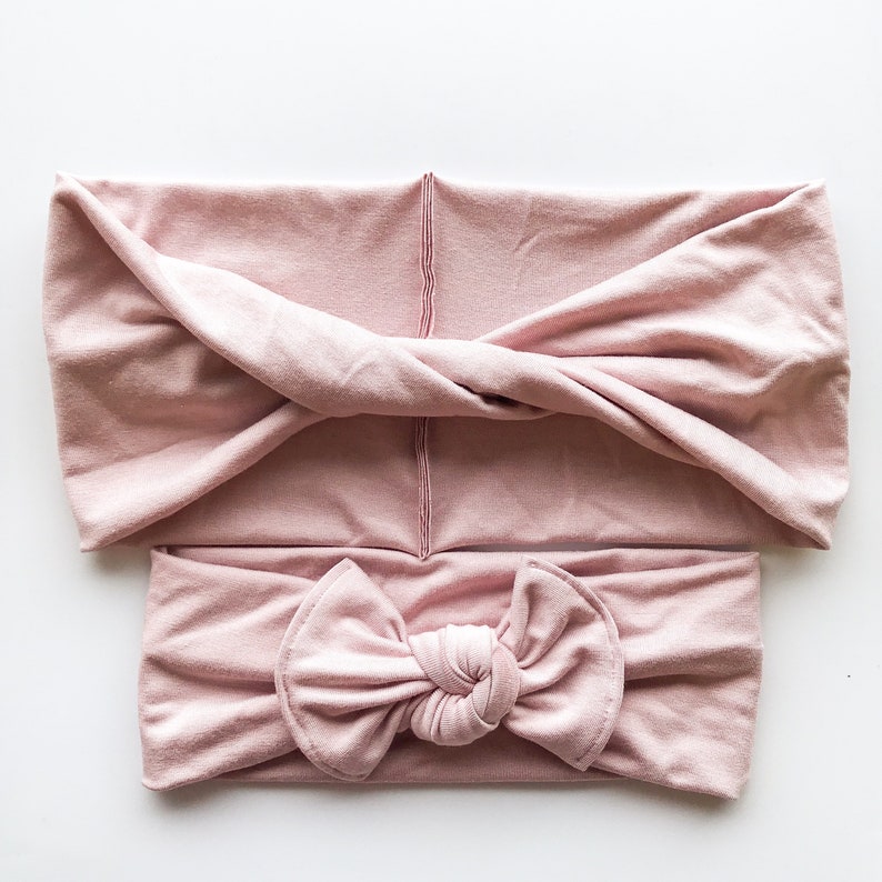 baby pink light pink baby bow headband Cool Blush: Flat Bow Headband - soft knotted baby headband infant headband