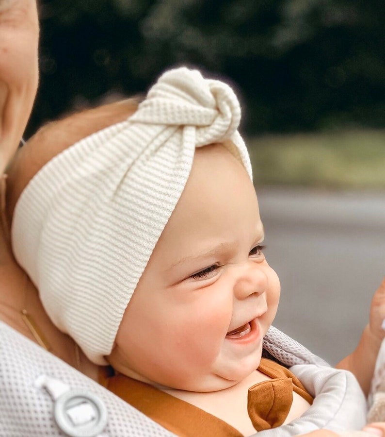 Ivory Waffle XL Retro Knot headband baby headband ribbed Etsy