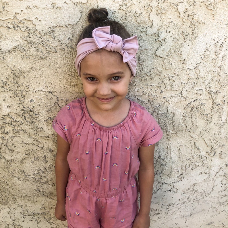 baby pink light pink baby bow headband Cool Blush: Flat Bow Headband - soft knotted baby headband infant headband