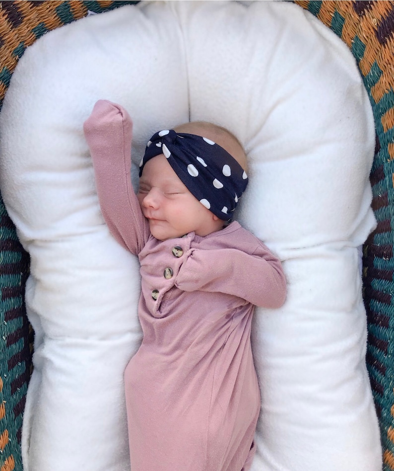{3 items} Solid White baby bow Spring in the City Set Blue Roses Flatbow /& Big Blue Polka Dots turban headband