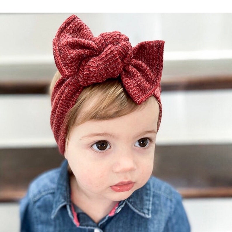 Heathered Cranberry : Flat Bow Headband red head wrap | Etsy