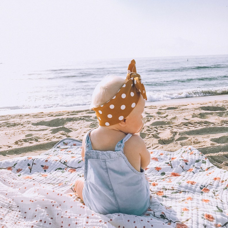 Top Knot Mommy /& Me Set mustard brown Textured Butterscotch Polka Dot Textured