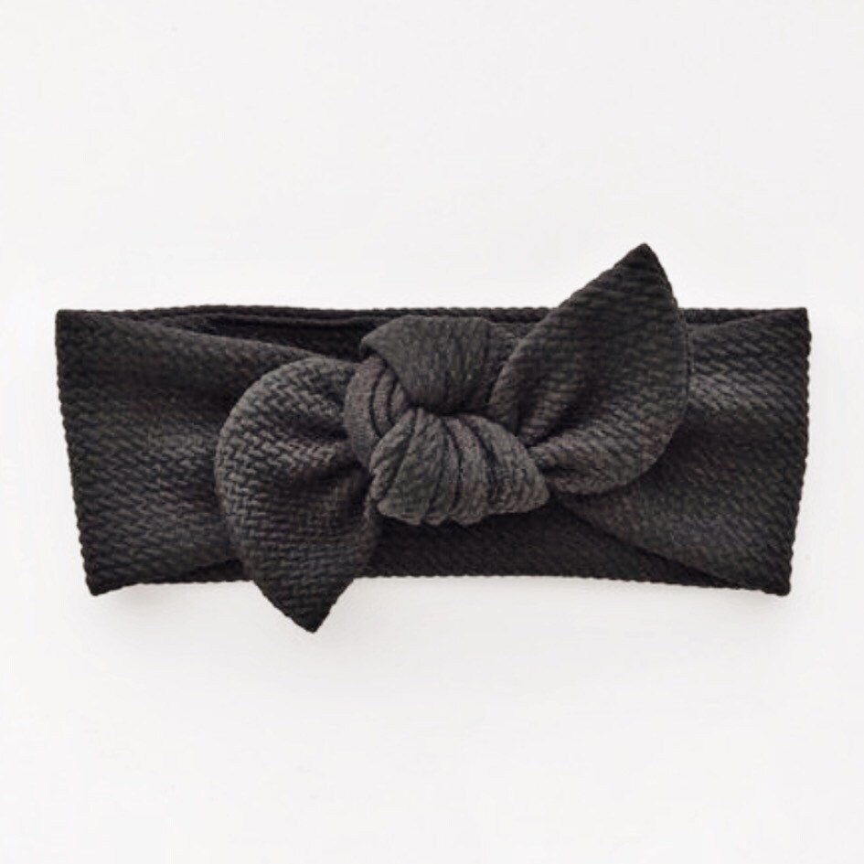 Black Textured: Top Knot Headband