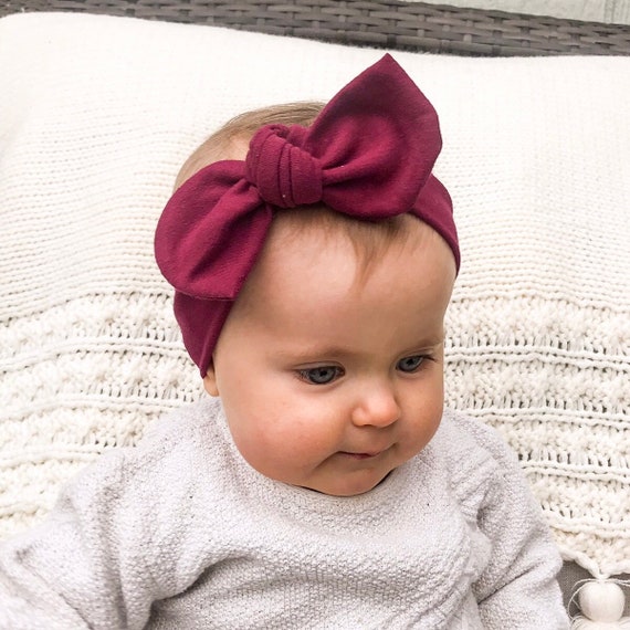 Solid Burgundy: Top Knot Headband baby headband maroon top | Etsy