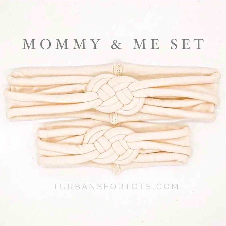 mom and me knotted headbands matching set matching Natural Sailors knot: Mommy /& Me set {2 items} cream neutral light beige oatmeal