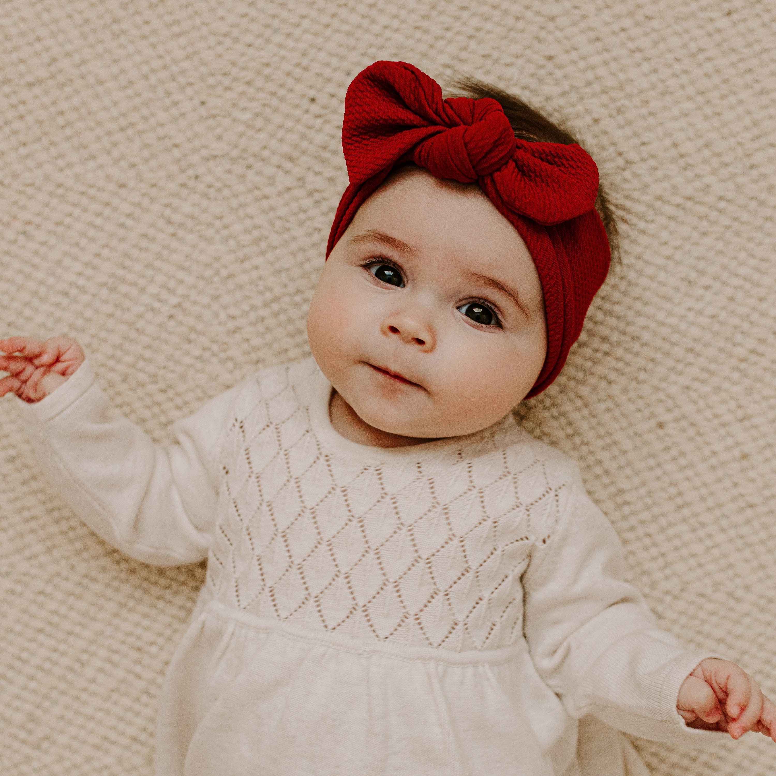 Red Textured: Top Knot Headband