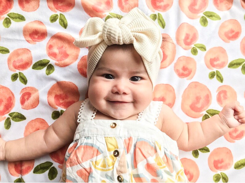 Ivory Waffle XL Flat Bow baby headband ivory thermal flat Etsy