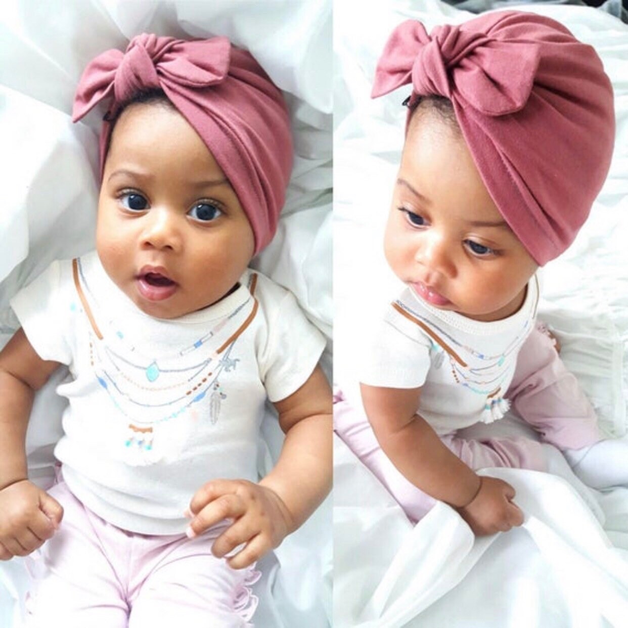 Mauve Hat : (jersey) w/ Top Knot Bow