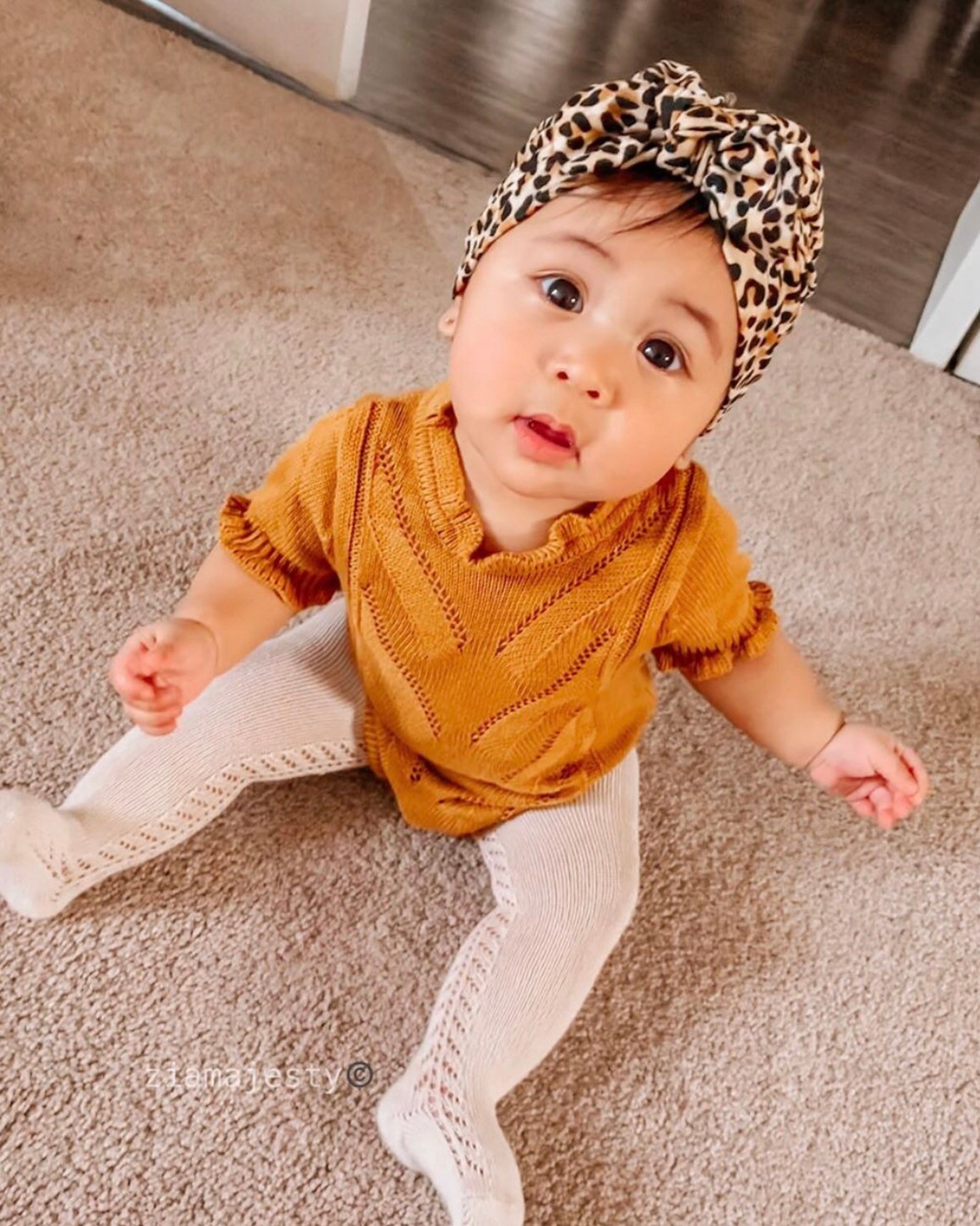 Soft Cheetah Hat w/ Flat Bow baby turban hats with baby Etsy