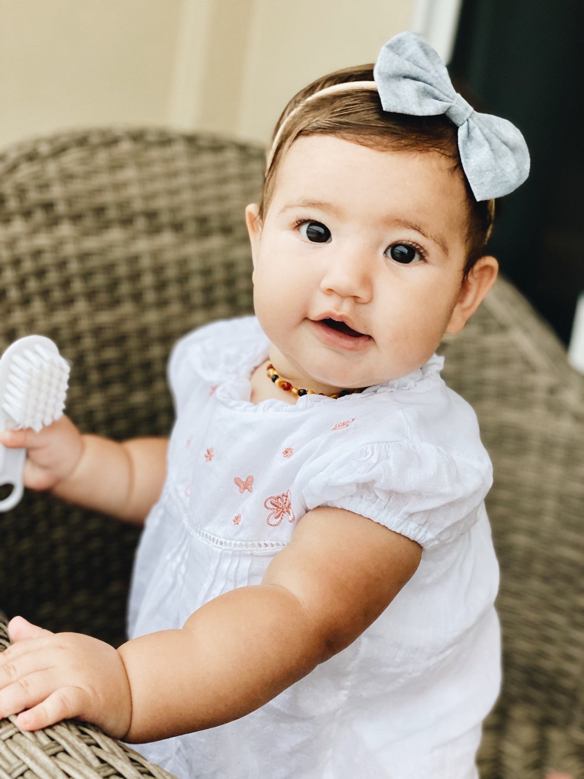 Light Chambray baby bow blue bow blue infant bow blue Etsy