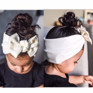 Ivory Waffle: XL Flat Bow Headband image 1