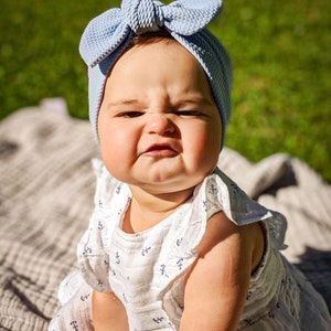 Carolina Blue Textured: Flat Bow Headband image 4