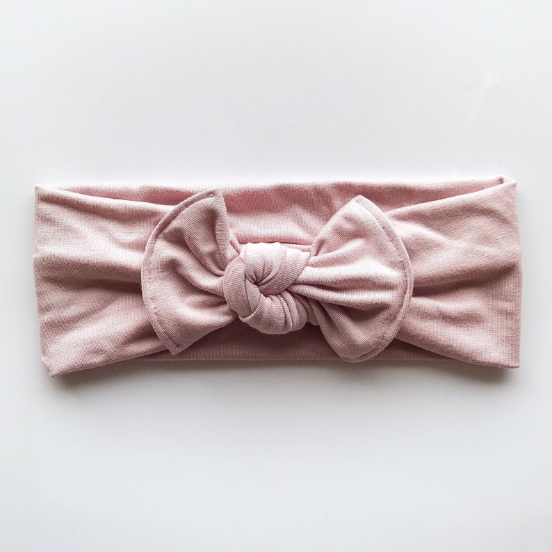 baby pink light pink baby bow headband Cool Blush: Flat Bow Headband - soft knotted baby headband infant headband