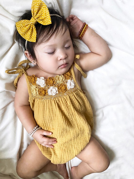 mustard baby bow