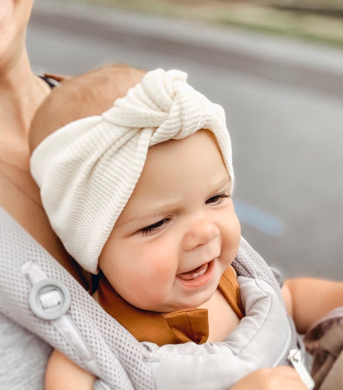 Ivory Waffle : XL Retro Knot Headband