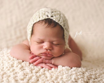 PATTERN ONLY Knit Newborn Gull Lace Bonnet Instant Download