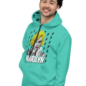 Marilyn Monroe Thunder Pop Art Hoodie, Lightning Bolt, Lightning Strike, Graphic Sweatshirt, Lightning Bolt Design, Streetwear Fashion,