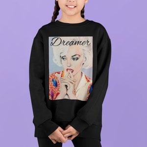 Marilyn Monroe Dreamer-tröja, ungdomsbarn, drömtröja, popkonst-tröja, modetröja, alla hjärtans dag-present, tröja