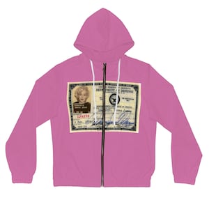 Felpa con cappuccio e cerniera con identificazione militare Marilyn Monroe, Dimaggio, Norma Jean, ID del Dipartimento della Difesa, DOD, carta d'identità, governo, guerra di Corea, seconda guerra mondiale