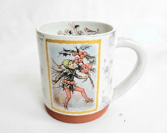 Handmade flower fairy mug, Holly berry fairy, 380ml/13fl oz mug, fairy cup