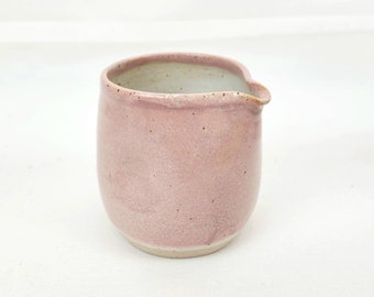 Handmade ceramic pink milk jug, handleless jug, 250ml, oatmeal and pink