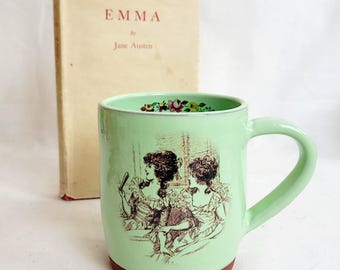 Jane Austen quote handmade mug, green Jane Austen 'Emma' mug, literary gift, Emma Woodhouse,