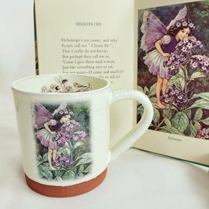 Handmade flower fairy mug, Heliotrope fairy, 13fl oz mug, fairy cup