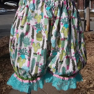 New OOAK hand made Bloomers ruffle shorts Cactus Succulent print Size: S-M gardening cosplay festival