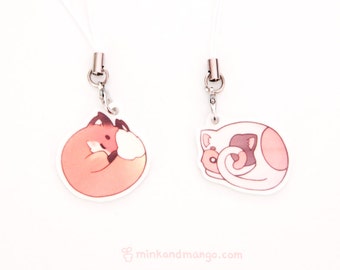 Sleeping Fox and Cat Charms