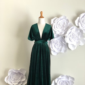 Dark Green Velvet dress ,Velvet Bridesmaid Dress , velvet long infinity Dress velvet wrap dress velvet party dress Free Shipping image 1