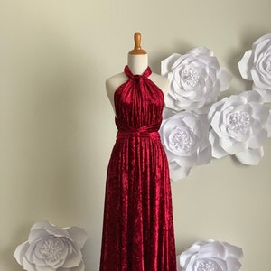 Crushed Velvet Dress, Burgundy velvet Bridesmaid Dress , infinity Dress Convertible Formal,wrap dress Free Shipping