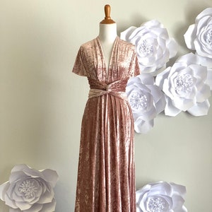 Crushed Samt Kleid, Dusty Rose, Brautjungfer Kleid, Infinity Kleid Cabrio Formal, Wickelkleid Versandkostenfrei