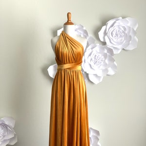 Mustard Velvet dress ,Velvet Bridesmaid Dress , velvet long infinity Dress velvet wrap dress velvet party dress. image 2