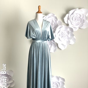 Dusty Blue Velvet dress ,Velvet Bridesmaid Dress , velvet long infinity Dress velvet wrap dress velvet party dress Evening dress