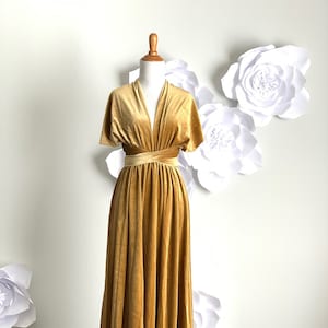 Ginger Velvet dress Gold Velvet Bridesmaid Dress , velvet long infinity Dress velvet wrap dress velvet party dress Free Shipping