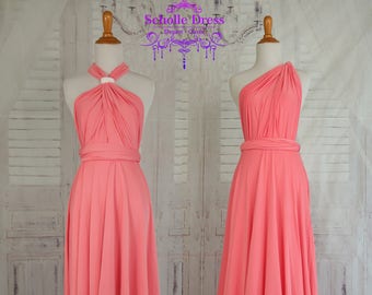 Coral Bridesmaid Dress Wrap dress Convertible Infinity Dress Evening Dresses Bridesmaid Dress-C26#B26#