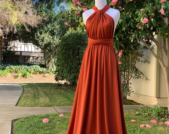 etsy burnt orange bridesmaid dress