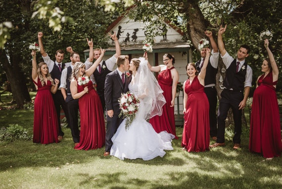 Burgundy Bridesmaid Dresses Infinity Dress Gown Convertible Dress Maternity Dress Wedding Dress C27 B27 Free Shipping