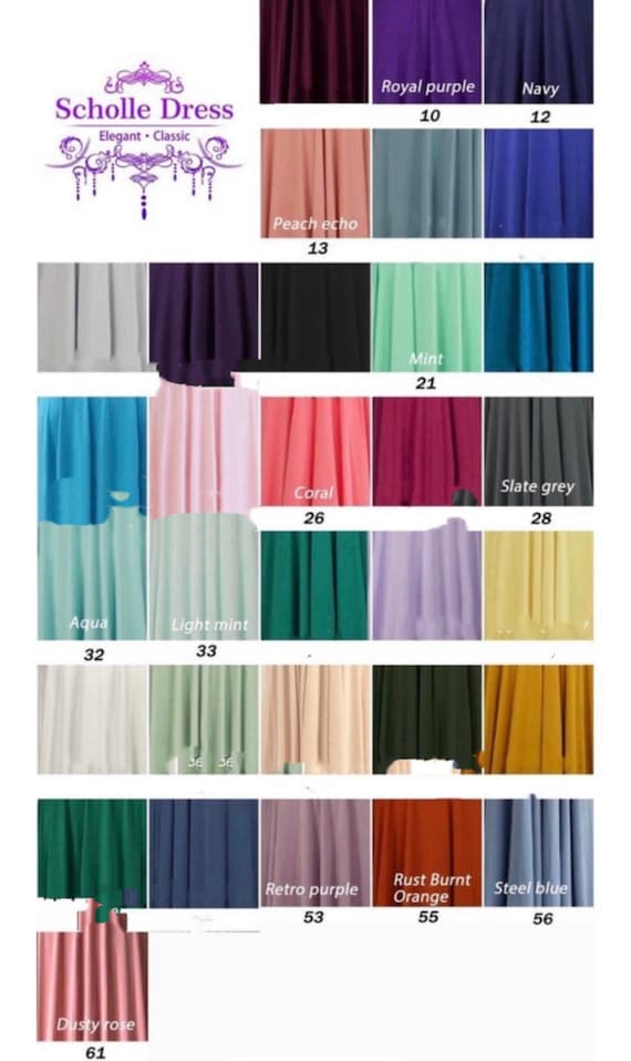bridesmaid dress colour chart Infinity Fabric Swatches / Sample: up to 6 COLORS You Can Get Only 1 Swatch per Color neck and A size:XXS ample Used Red Mini Dresses