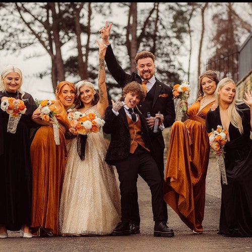 velvet copper bridesmaid dresses copper velvet dress
