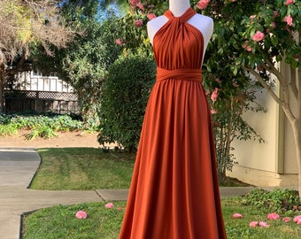 Rust Bridesmaid Dress infinity Dress  Wrap dress Convertible Dress Wedding Gift-H75#