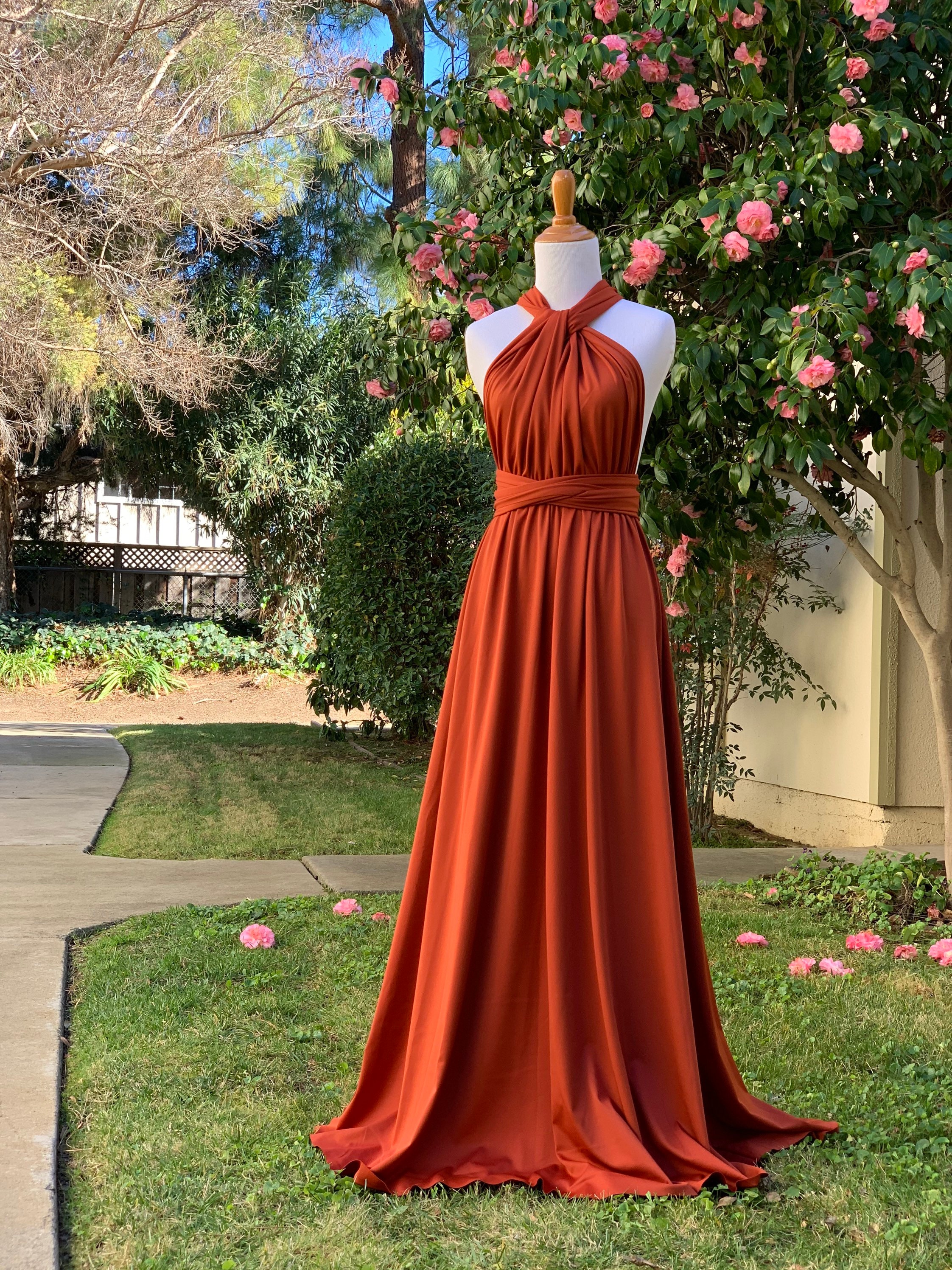 Rust Bridesmaid Dress Infinity Dress Wrap Dress Convertible Dress Wedding  Gift-h75 