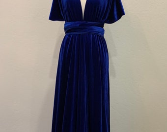 Royal blue Velvet Bridesmaid Dress , velvet long infinity Dress velvet wrap dress velvet party dress Evening dressR28 Free Shipping