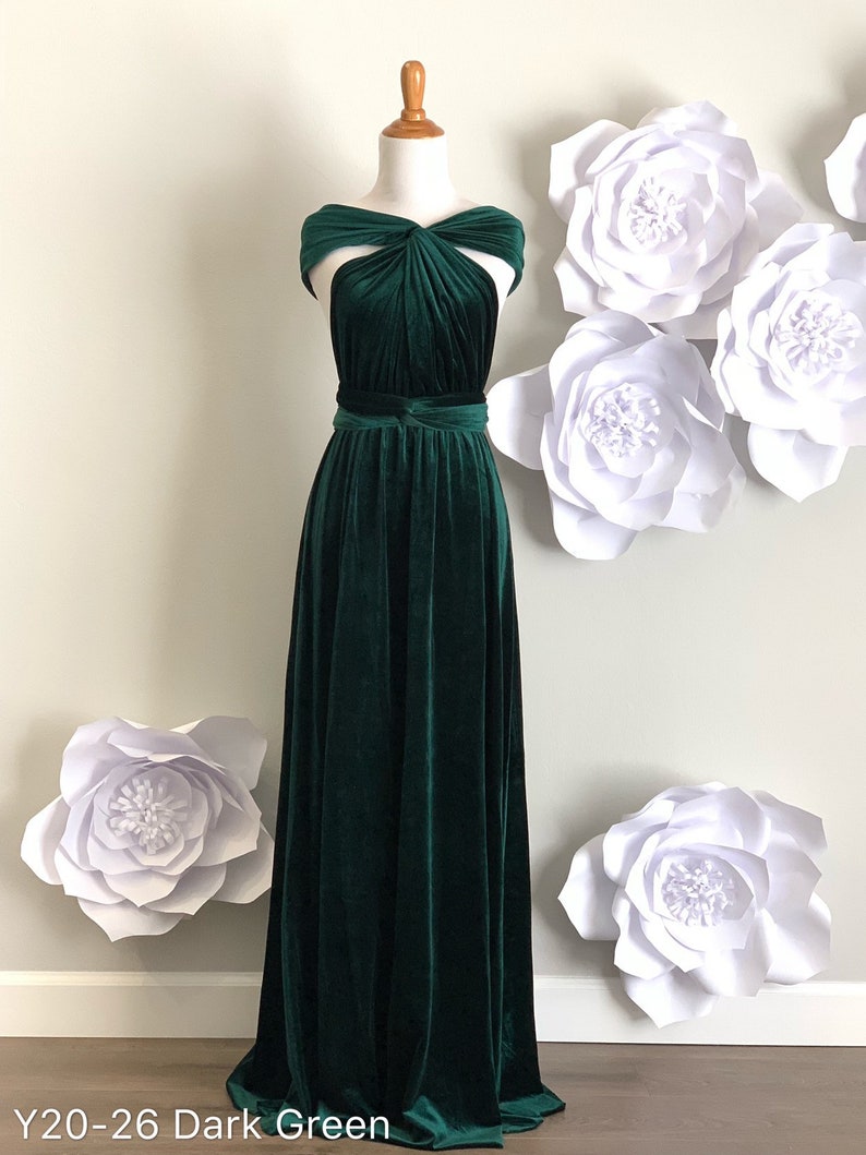 Dark Green Velvet dress ,Velvet Bridesmaid Dress , velvet long infinity Dress velvet wrap dress velvet party dress Free Shipping image 4