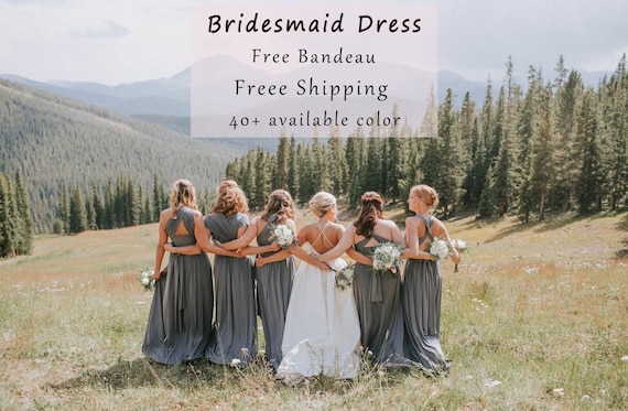 slate grey bridesmaid dresses
