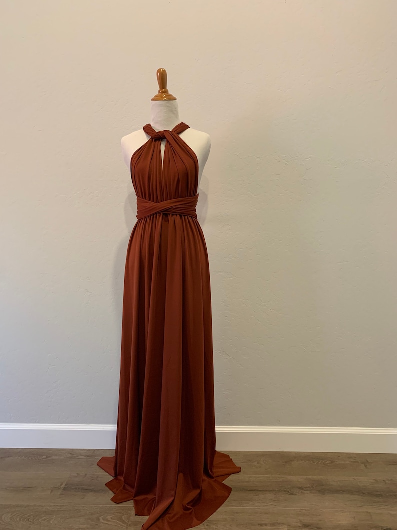 Burnt Orange Bridesmaid Dress infinity Dress Wrap dress Convertible Dress - H102# image 4