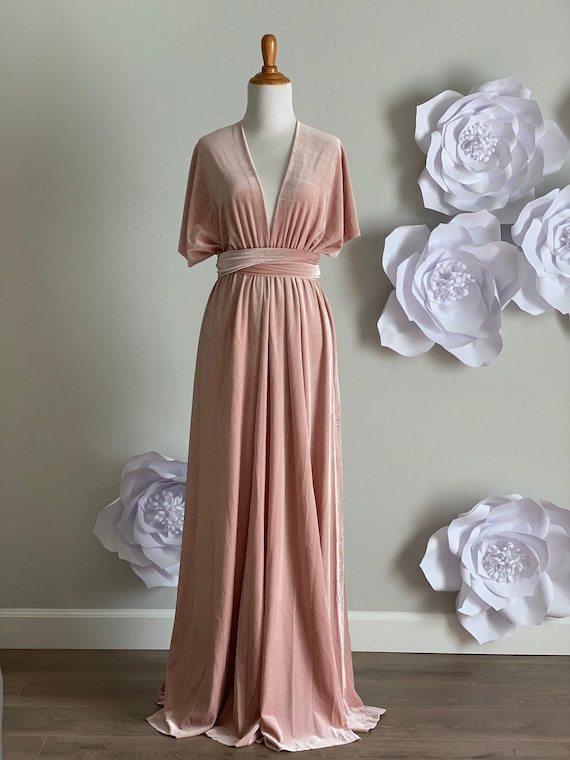 blue dress for baby girl BABARONI V-Neck Spaghetti Straps Bridesmaid Dress with Slit Dusty Rose Plus size, Dusty Rose / US18 main image 1