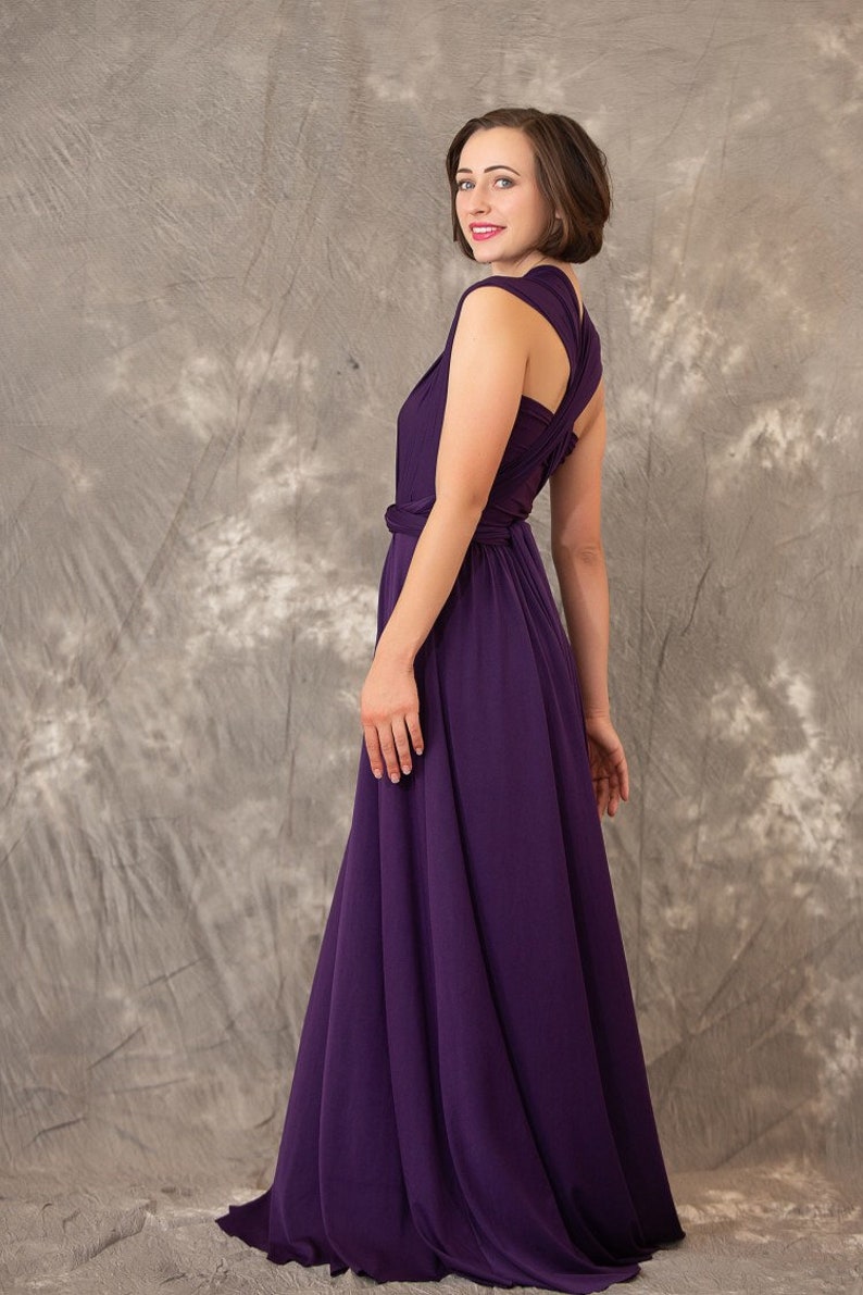 C18# B18# Bridesmaid Dress Infinity Dress Dark Purple Dress Wrap dress Convertible long Evening Dresses