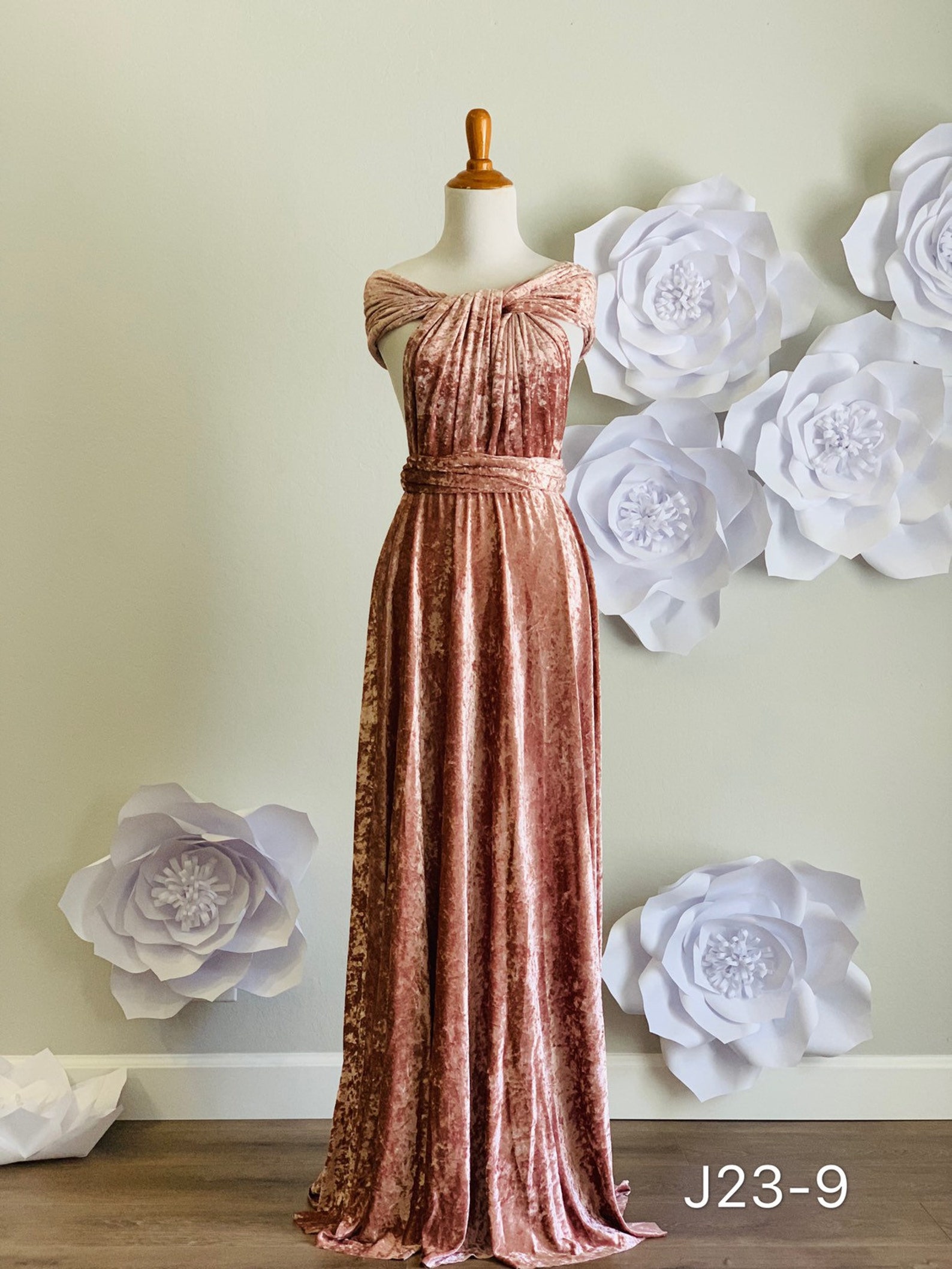 13370 Grey Crushed Velvet Dress