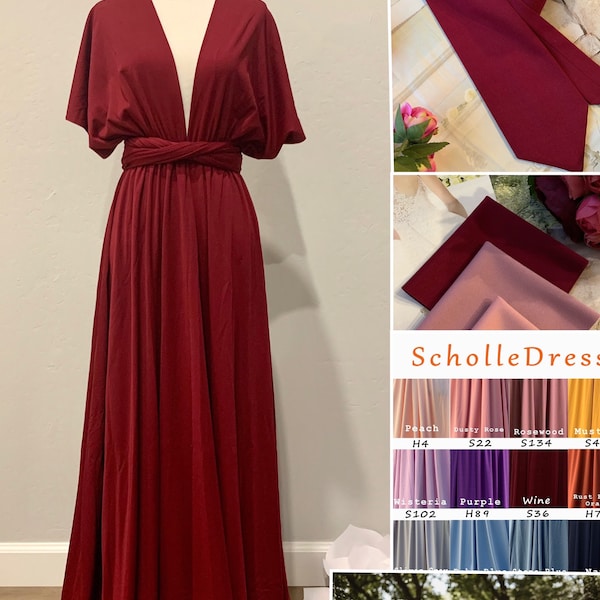 Wine Bridesmaid Dress infinity Dress  Wrap dress Convertible Dress - S36#